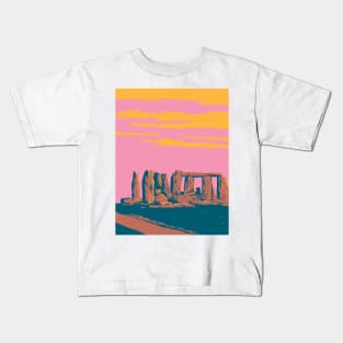 Stonehenge on Salisbury Plain in Wiltshire England WPA Art Deco Poster Kids T-Shirt